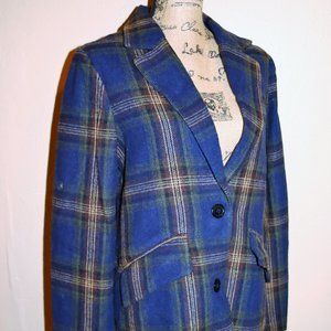 Navy Plaid Longline Coat